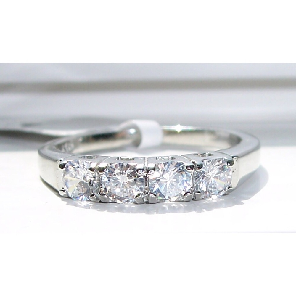 STAINLESS STEEL 4 Stone Cubic Zirconia Band Ring